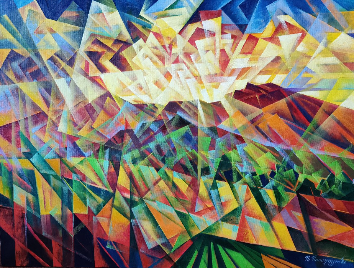 Fractured Sunset By Artrun Asatrian, 31 X 24, Artwork For Sale On Artfinder