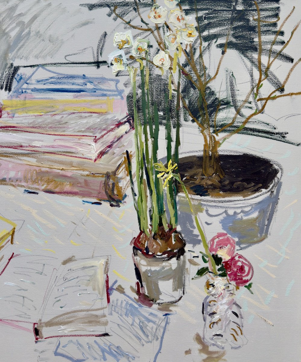 Expressive Oil Painting , Winter Still Life By Lilia Orlova-Holmes, 31 X 39, Artwork For Sale On Artfinder