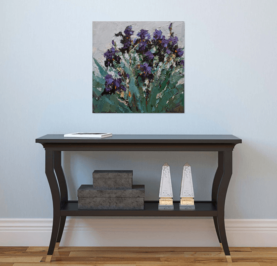 Irises - Original  impasto oil painting