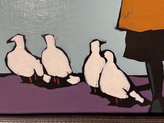 "Woman and Seagulls" 12x12in