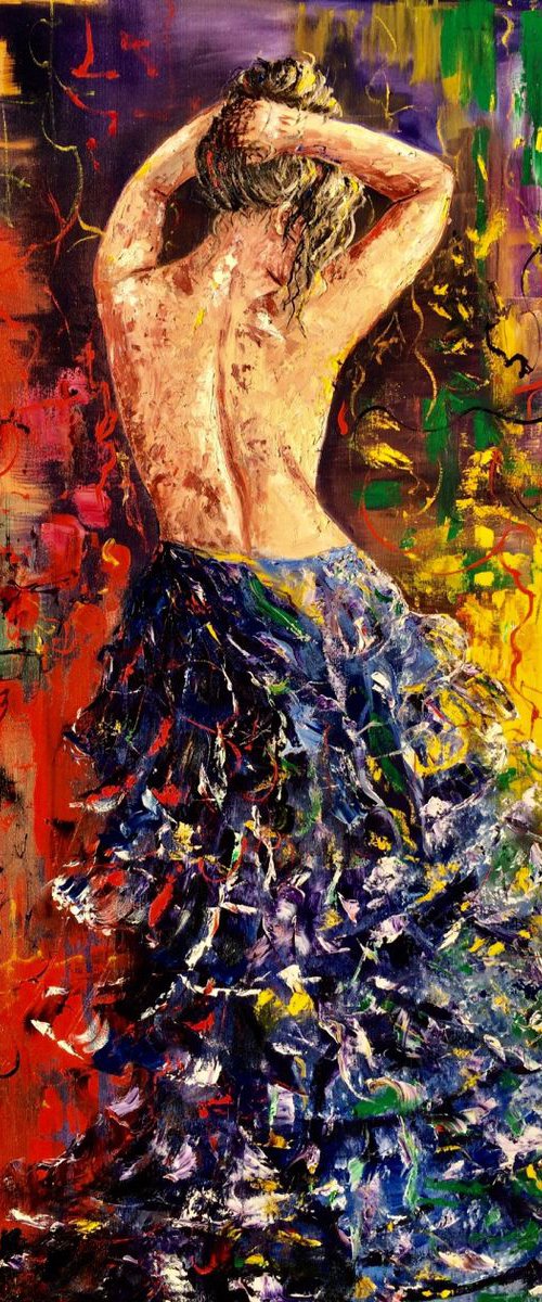 Getting ready for carnival palette knife texture by Inna Montano
