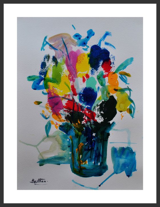 le vase aux fleurs multicolores / 11,81 x 15,75 in.(30x40cm) / 2018