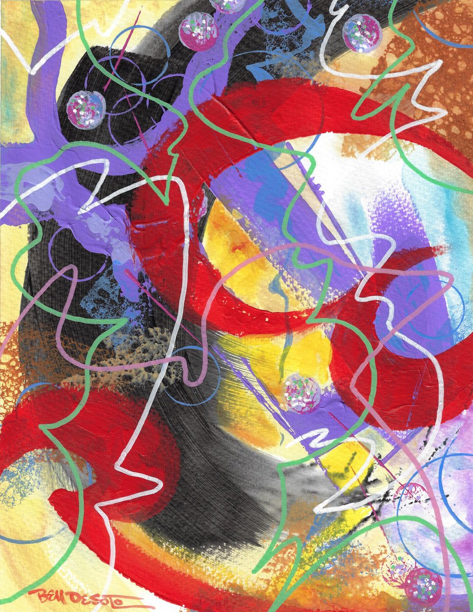 Abstract Acrylic Painting By Ben De Soto, 10 X 13, Abstract Q4, Original Artwork