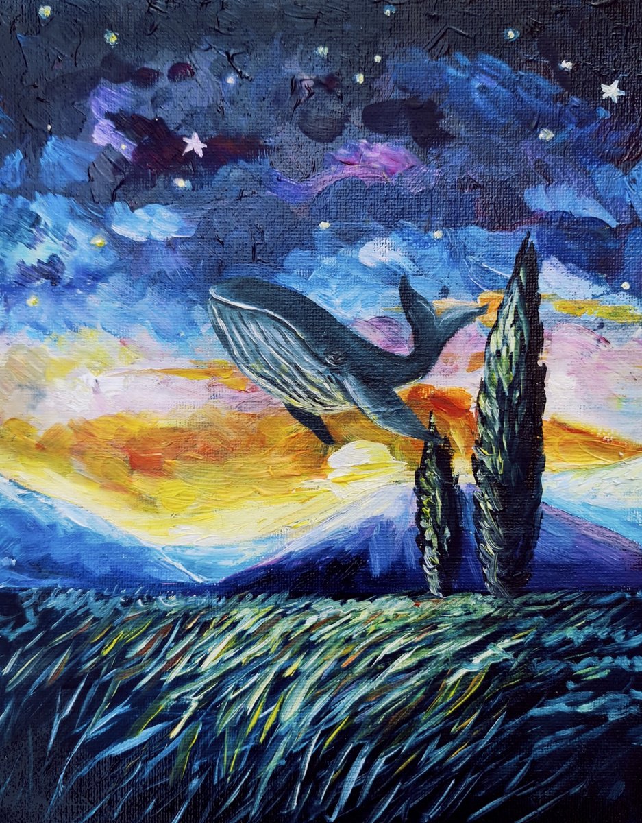 Surrealistic Animal Oil Painting By Evgenia Smirnova, 8 X 10, Between Dreams And Dusk, Original Artwork