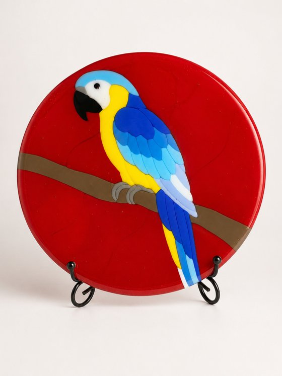 Macaw Fused Glass Bird Art