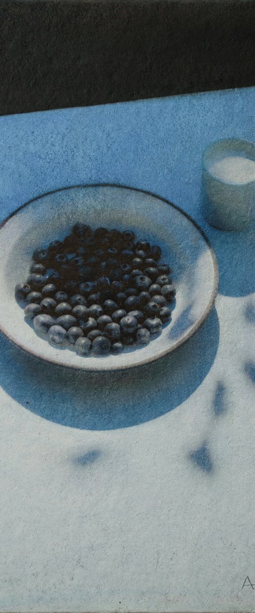 Blueberries and a Cup of Milk by Andrejs Ko
