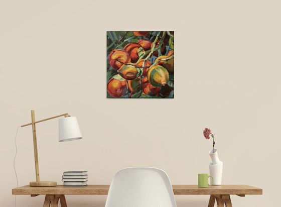 «Tropical bloom". decorative peach of palms-