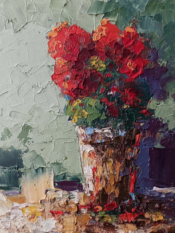 Red flower in vase