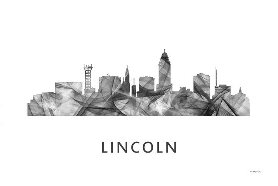 Lincoln Nebraska Skyline WB BW