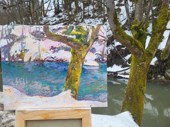 Deep water of the Carpathian rivers.