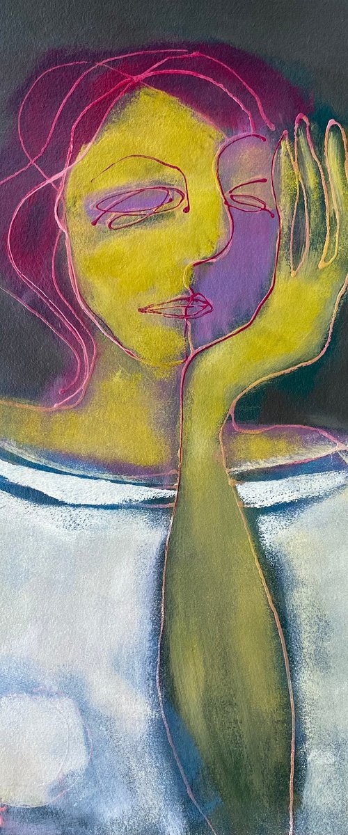 Portrait with pink hair. by Tatjana Auschew