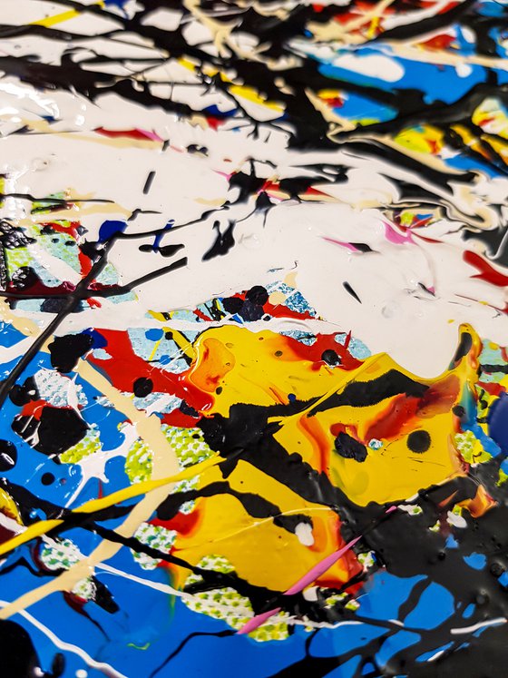 Tendaro N-7 (H)132x(W)132 cm. Similar to a Jackson Pollock