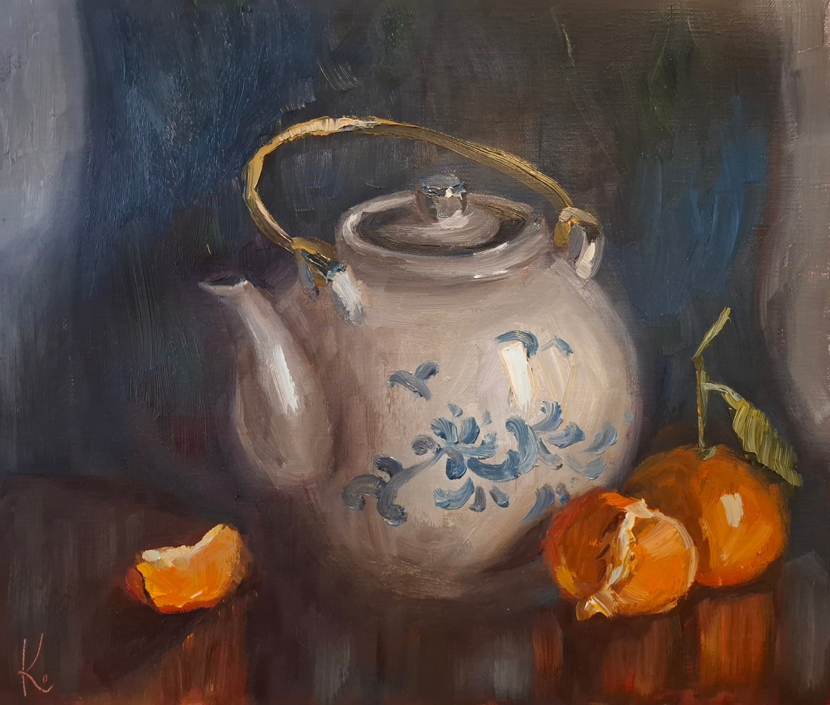 Teapot with Mandarinen by Olena Kolotova