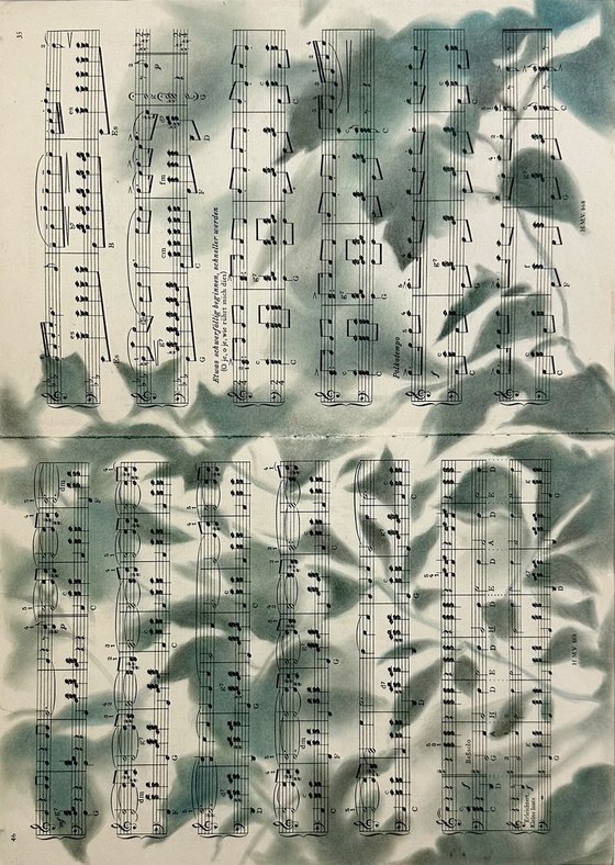 Vintage Sheet Music Nature Silhouette Art