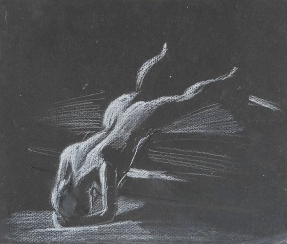 Reclining nude, pastel on grey paper 22x26 cm