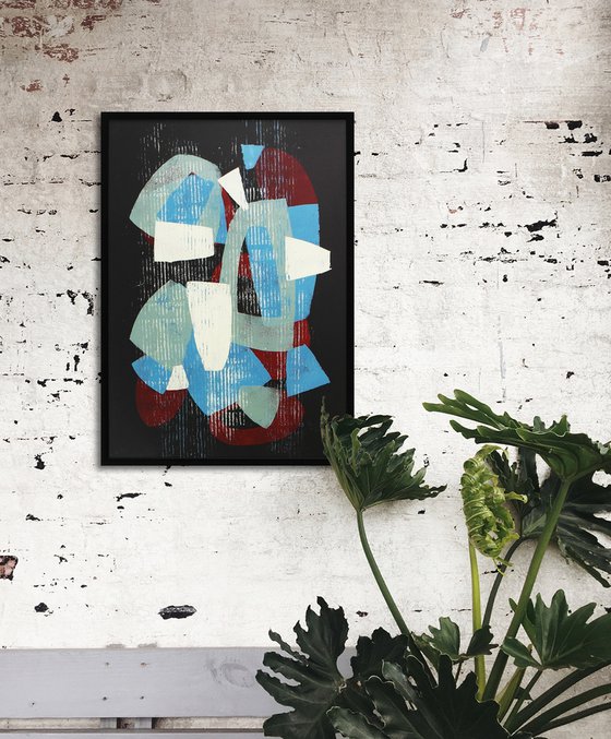 Fractured Black 1 - Incl Frame - Art on paper - A3 - 31x43CM - Ronald Hunter 27S