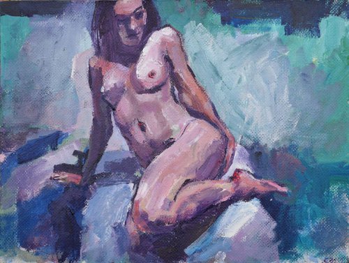 Woman on bed IIc by Goran Žigolić Watercolors