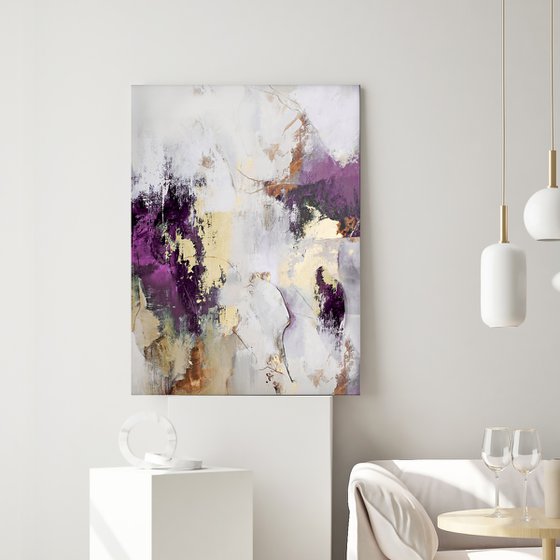 "Pink Flow 2" Purple gold abstract art