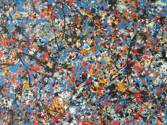 Abstract J. Pollock style acrylic on canvas by M.Y.