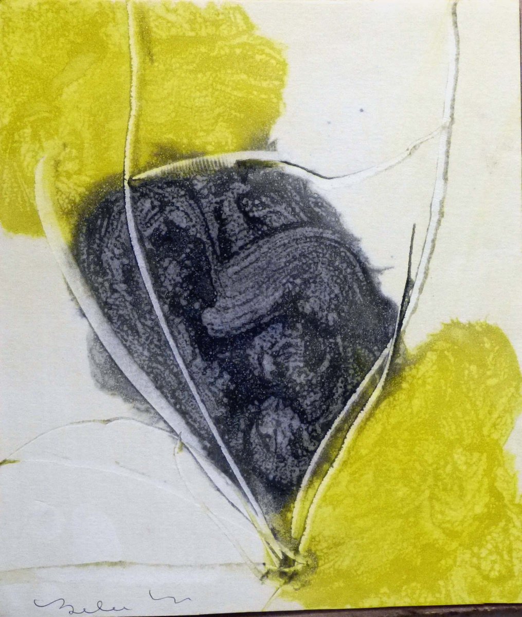 Yellow abstract drawing ES4 by Frederic Belaubre
