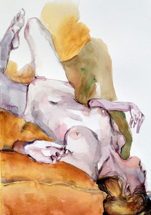 nude from above by Goran Žigolić Watercolors