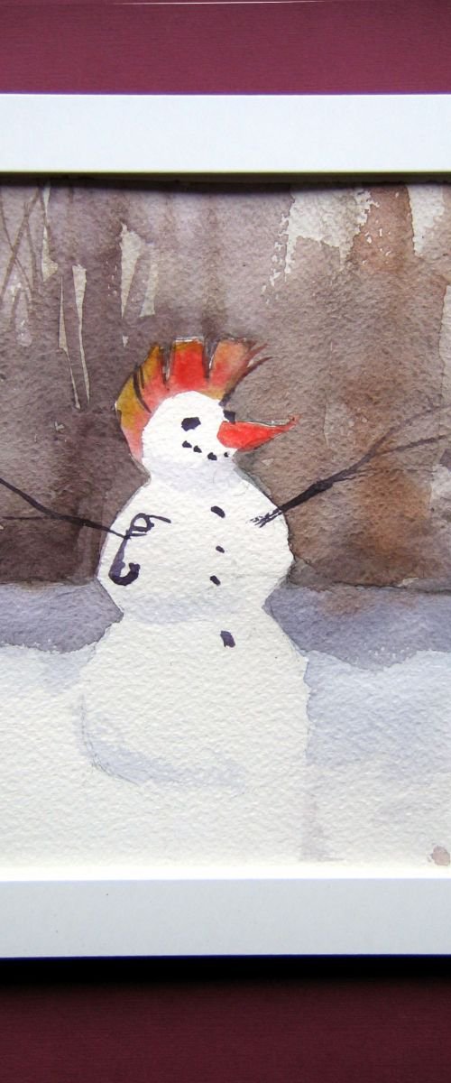 Punk  snowman... by Goran Žigolić Watercolors