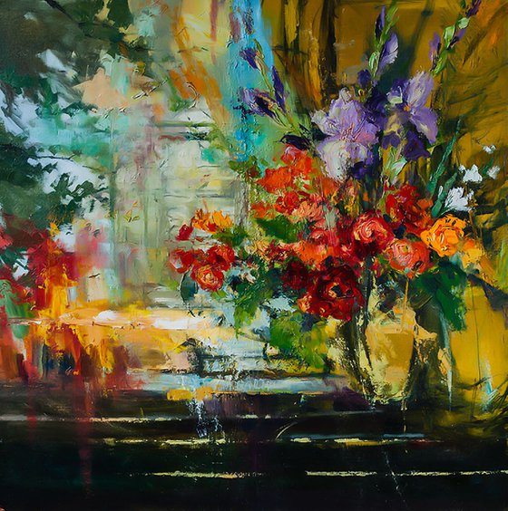 'Bouquet of flowers at the window'