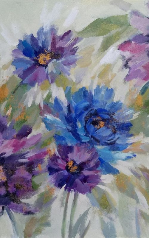 Bold Blue Lavender Flowers by Silvia  Vassileva