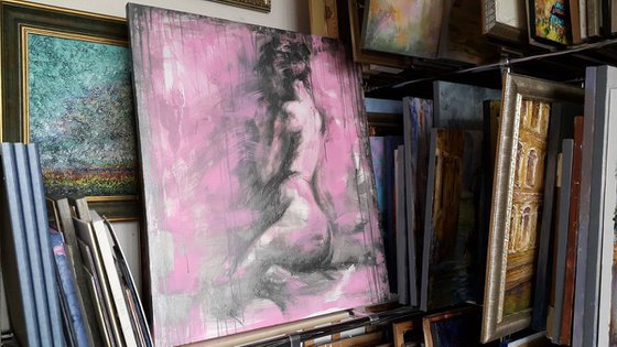 Abstract Painting, Nude woman, Art erotic, Nude girl - " Lolita "