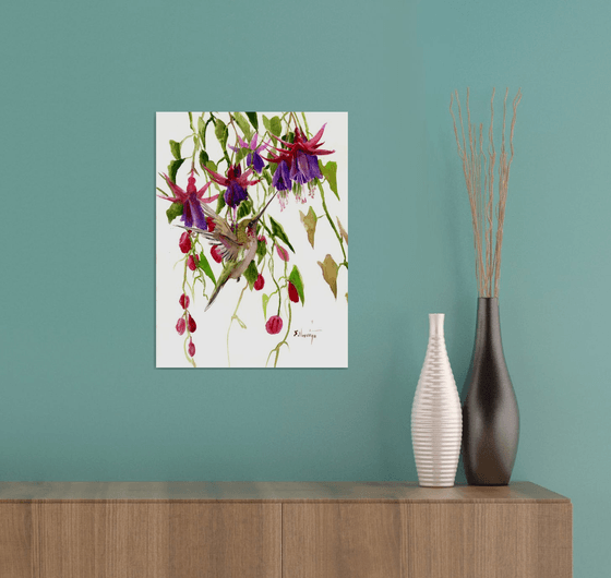 Fuchsia and Hummingbird