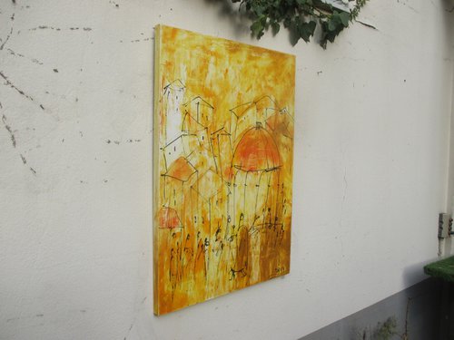 sunny yellow tuscany scene- oilpainting 100x70cm 27,6  x 39,3 inch by Sonja Zeltner-Müller