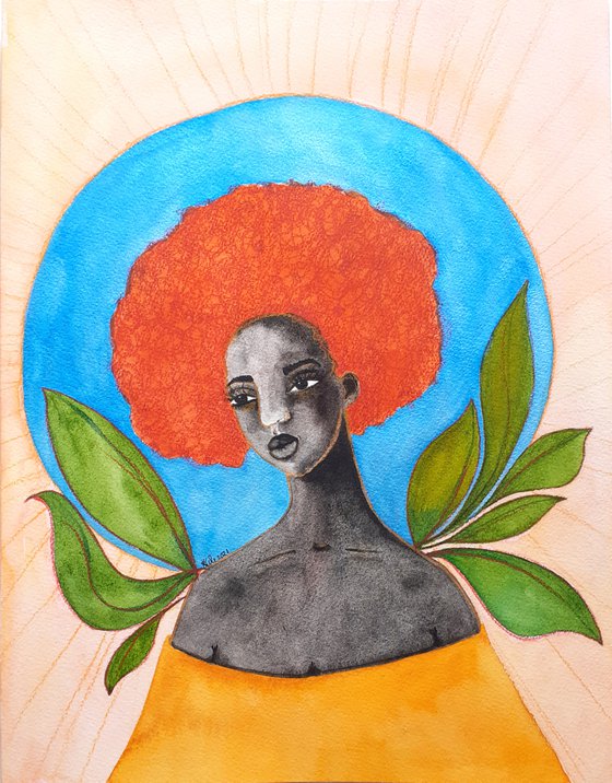 Original Watercolor Painting by Stacey-Ann Cole - 'Sun Goddess'