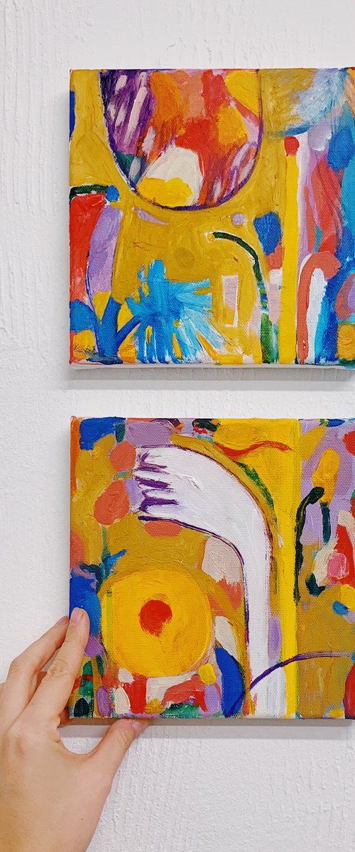 Flower Diptych by Julia Valtanen