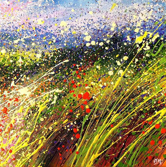 Landscape Field painting Large painting Wheat Vintage paintings Abstract art Original Landscape painting Abstract Nature painting Field art
