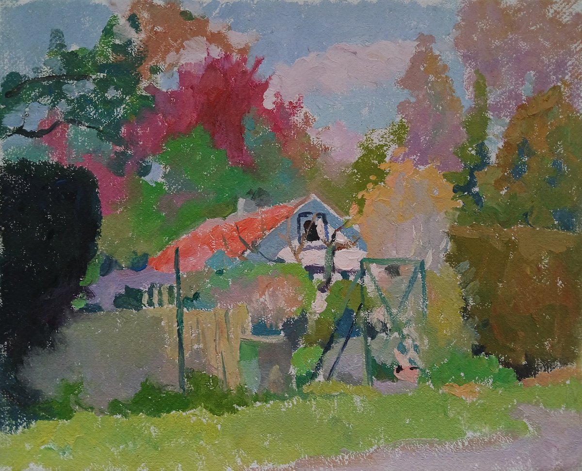 Impressionistic Landscape Oil Painting By Vasyl Koval, 12 X 10", Easter, Original Artwork