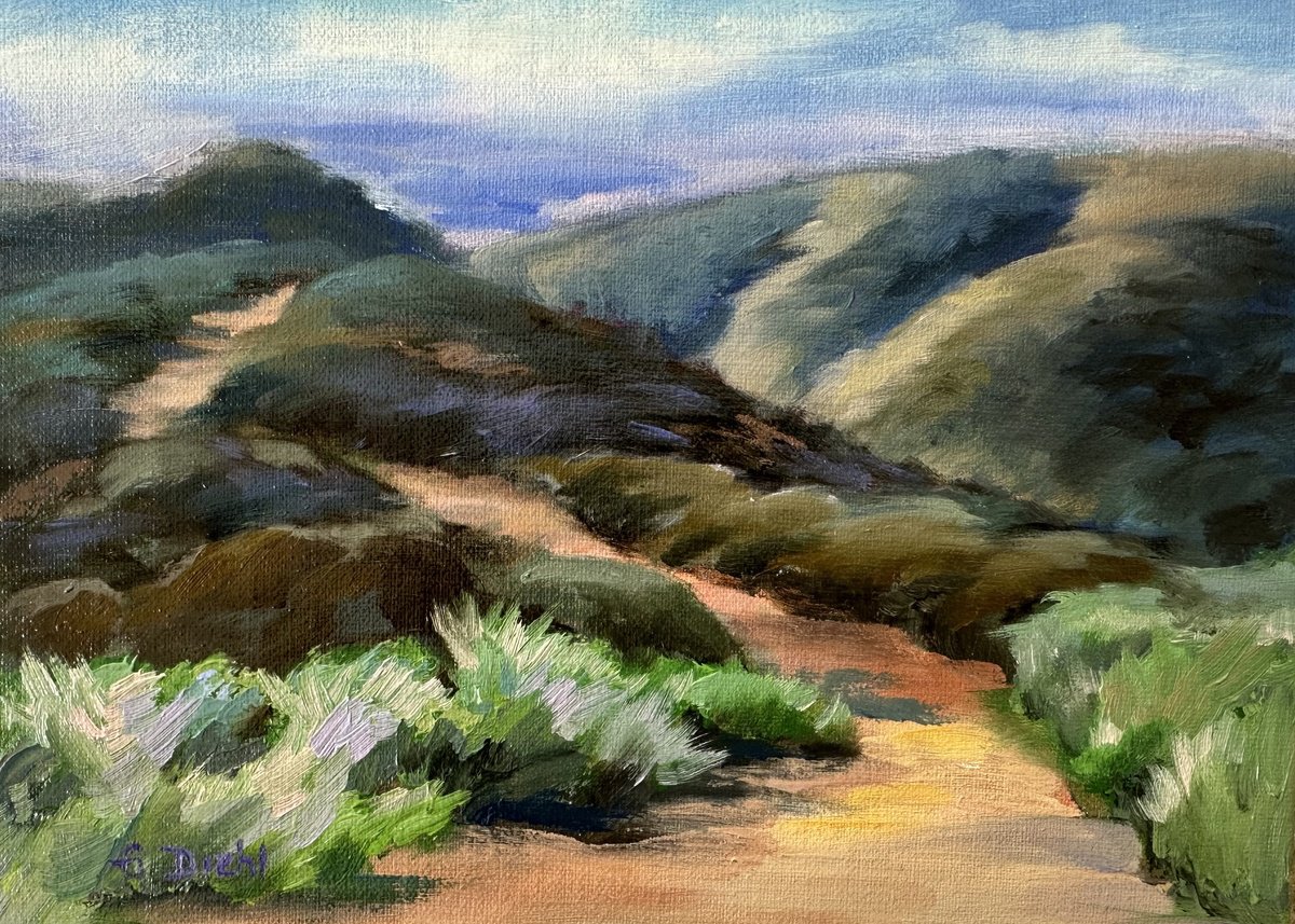 Impressionistic Landscape Oil Painting By Grace Diehl, 8 X 6, Where The Road Leads, Original Artwork