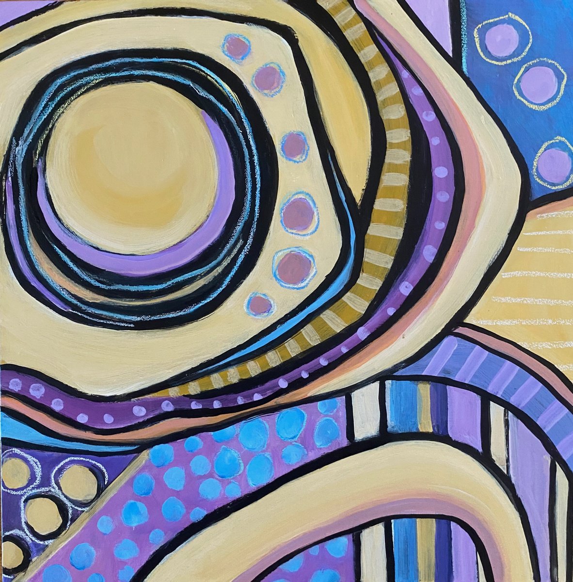 Expressive Landscape Acrylic Painting By Kate Marion Lapierre, 20 X 20", Here Comes The Sun, Original Artwork