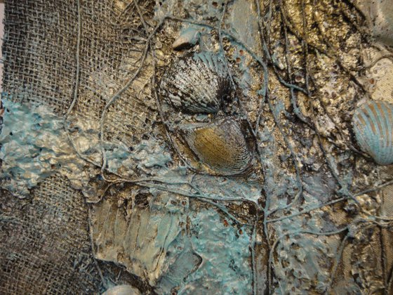 On The Shore - Large 90cm x 60cm, heavily textured mixed media painting, ready to hang