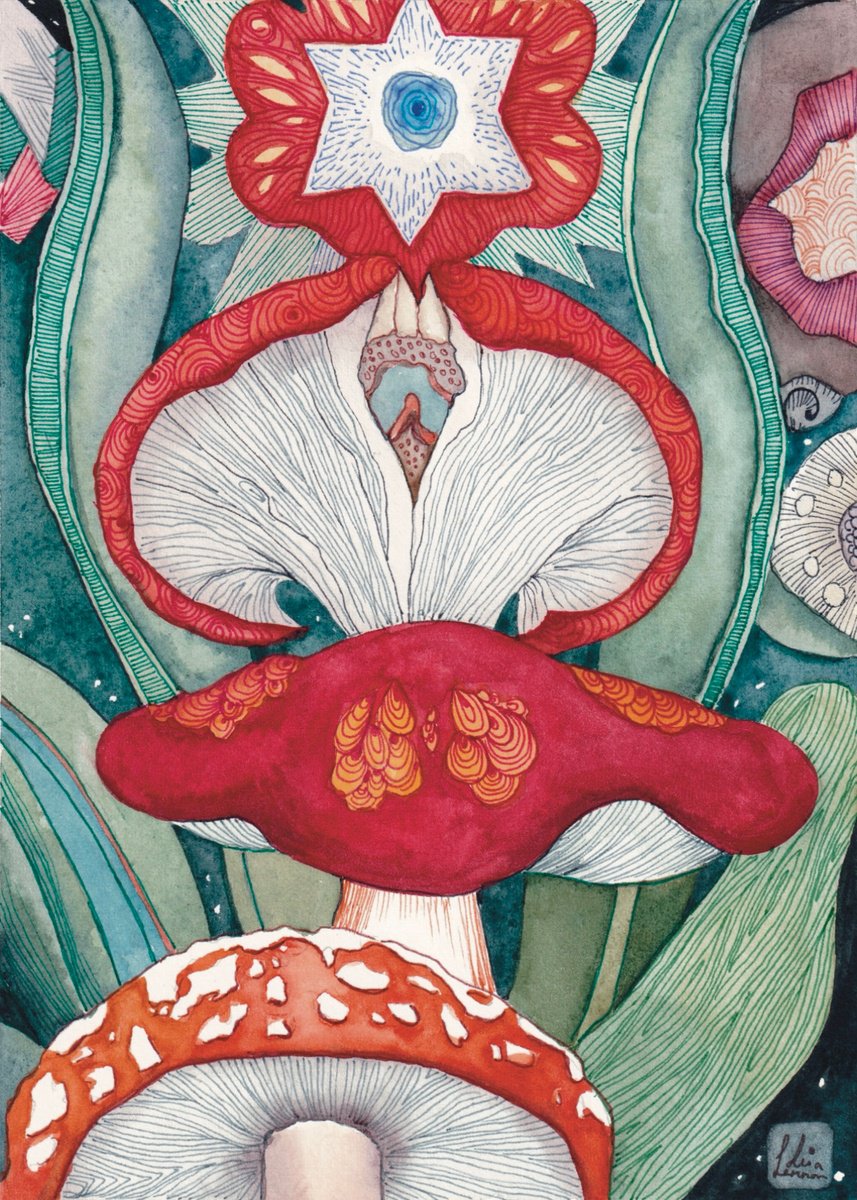 Surrealistic Botanical Watercolour By Lisa Lennon, 6 X 8", Wondrous Places 3, Original Artwork