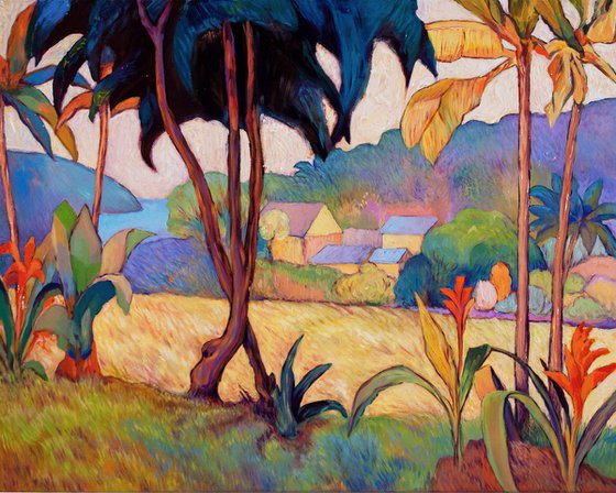 Golden palms above the village