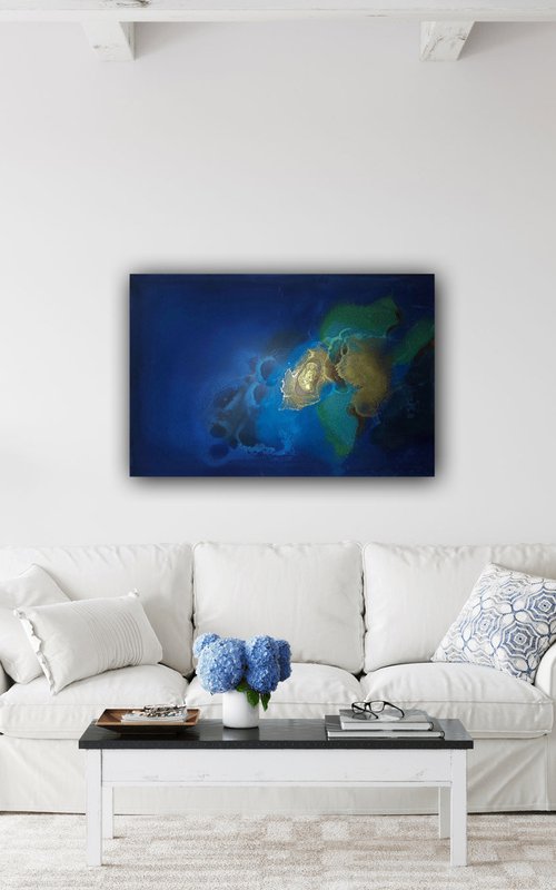 Doubts Abstract blue painting by Ana Hefco