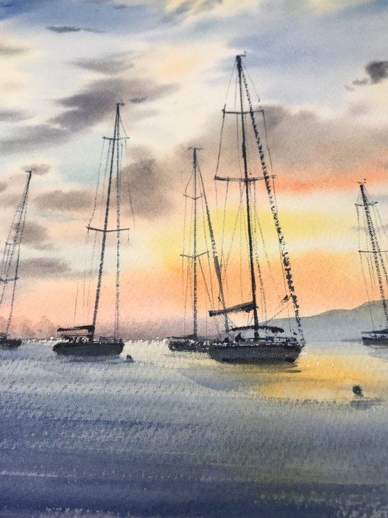 Yachts at sunset #6