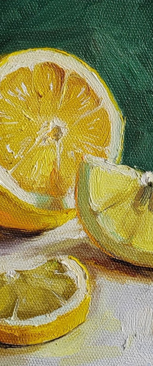 Lemon fruit mini still life by Leyla Demir