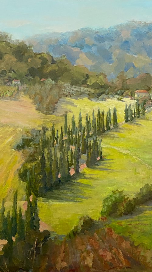 Cypress Road Landscape Italy by Tatyana Fogarty