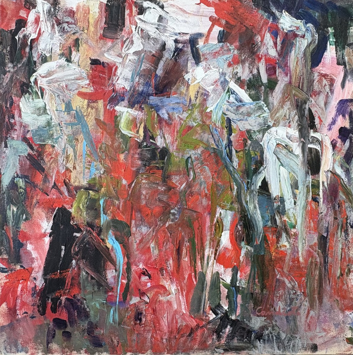 Impressionistic Abstract Acrylic Painting By Beatriz Candioti, 32 X 32, La Boca, Original Artwork