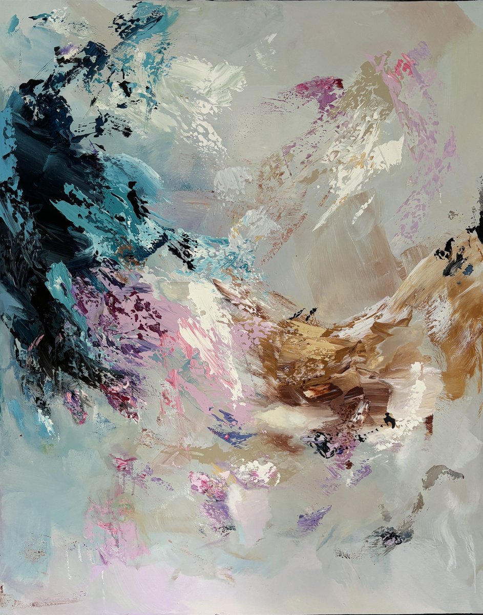 Abstract Acrylic Painting By Ferenc Racz, 31 X 39, Connection