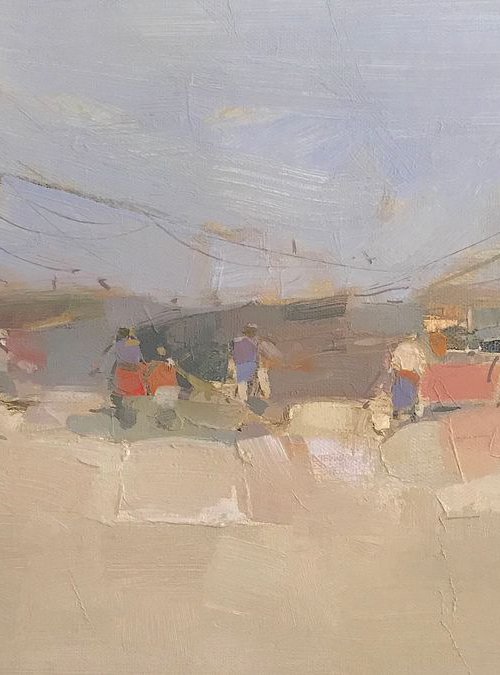 Seashore, Original oil painting, Handmade artwork, One of a kind by Vahe Yeremyan