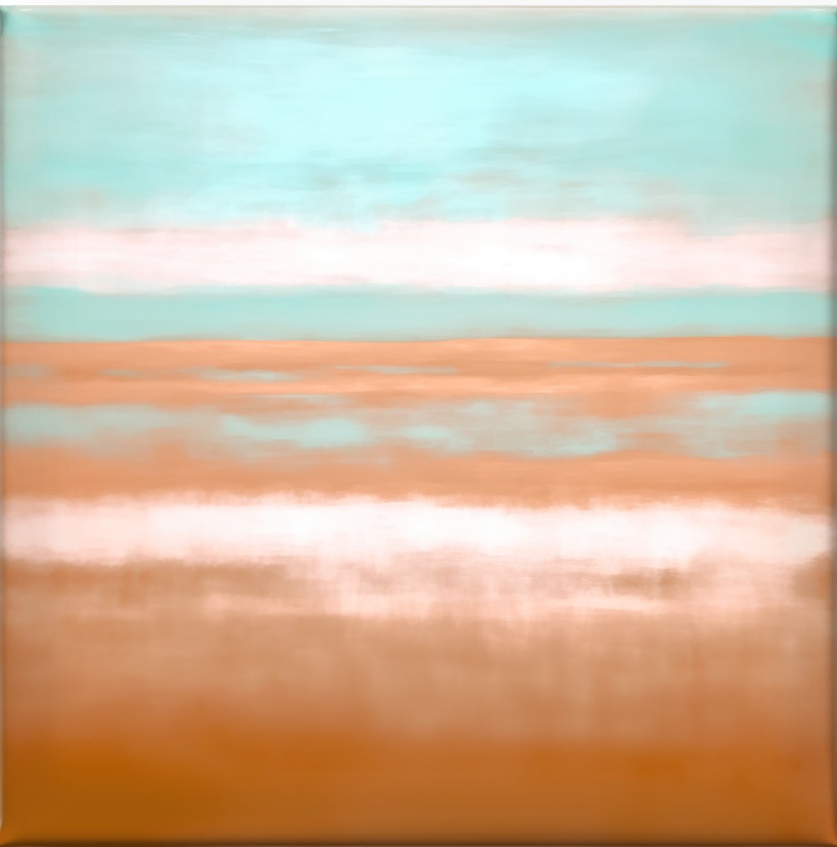 Abstract Acrylic Painting By V+V Kniazievi, 43 X 43", Soft Echoes Of The Sea #4, Original Artwork