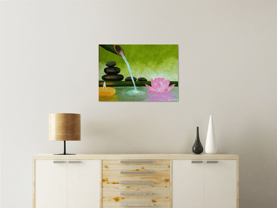 Harmony - peace of soul painting; pink lotus flower