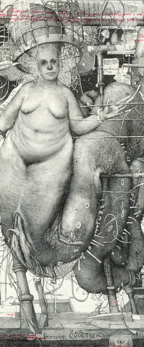 NEW! Percil Rosy Armed Hipponoe Drawing 21x29 cm by Konstantin Antioukhin